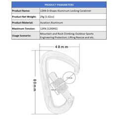 2PCS Auto Locking Carabiner Clips Heavy Duty 12KN For Climbing Hiking Gear