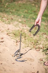 Gold & Silver Powder-Coated Horseshoe Game Set – Perfect for Backyard Gatherings