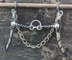 Western Cricket Port Bit – Twisted Bars – Brown Iron & Silver – Chain