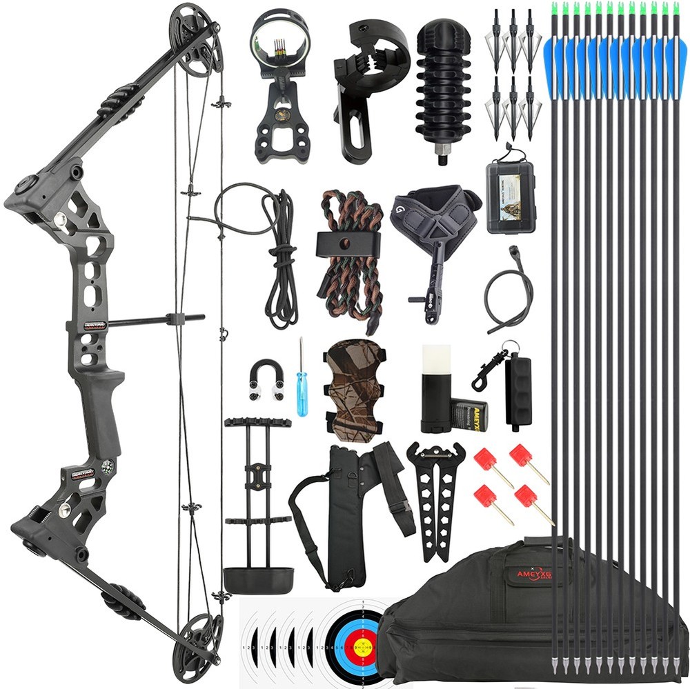 Archery Compound Bow Arrow Set 20-70LBS LH/RH 320FPS Let-Off 80% Target Practice