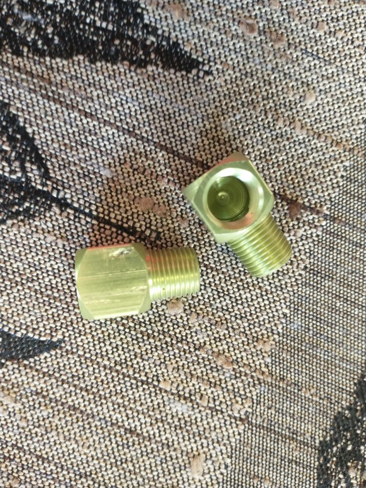 2 Yellow Greenish Aluminum 1/8th NPT Paintball Air Line 90 Degree Elbows
