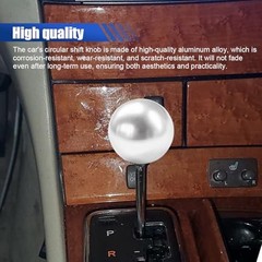 Car Round Ball Gear Shift Knob, Aluminum Alloy Gear Shift Stick Head for Silver