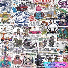 200 PCS Funny Holographic Stickers for Adults, Waterproof Vinyl Sarcastic Mem…