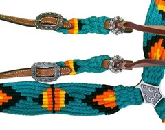 Showman Pony Turquoise, Orange & Yellow Corded Headstall & Breast Collar Set