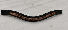 3 Row Luxurious Golden Crystal Leather Browband For Horse Bridle.