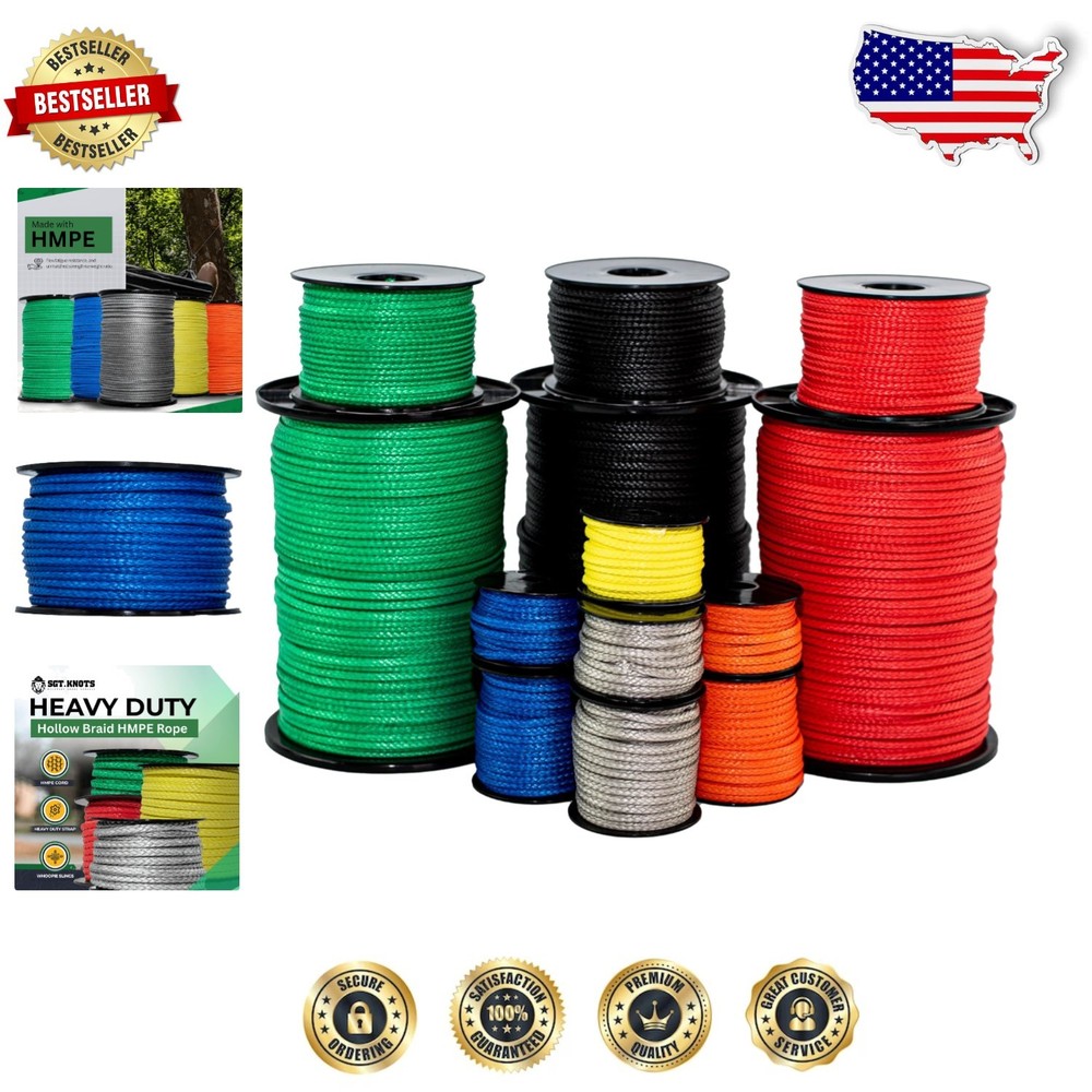 Blue HMPE Rope – Ultra-Strong 1600lb Dyneema, UV/Abrasion Resistant, Lightweight