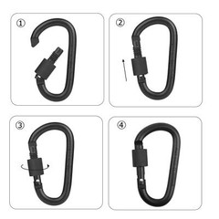 Locking Carabiner Clip, Caribeaner Clips Black D Ring Spring Snap Key 8 Pack
