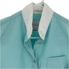 Ovation Womens Teal Equestrian Show Shirt Short Sleeve Cotton Blend Size 8