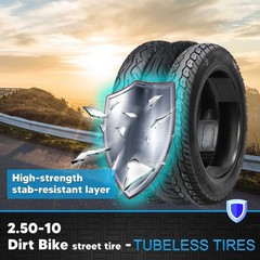 2.50-10 Dirt Bike Tire Street Tire Compatible with 14×2.50 14×2.5 60/100-10 e…