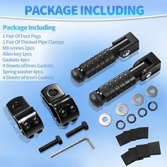 M8 Anti-Skid CNC Universal Motorcycle Foot Pegs Degree Foldable Footpegs Black