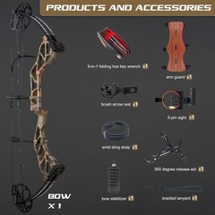 19-70lbs Adjustable Compound Bow 320FPS Hunting Arrows Archery Hunt Shoot Target