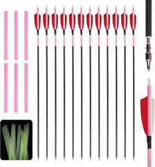 12 Pack Carbon Arrow Practice Hunting Arrow, 30″ Glow in Dark, Detachable Tip