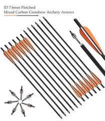 12/24/48pcs 20″ Crossbow Bolts Carbon Arrow ID7.6mm Archery Hunting Shoot Target
