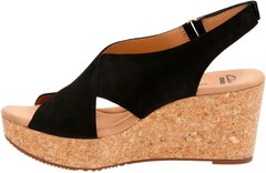 Clarks Women’s Annadel Eirwyn Wedge Sandal, Black Nubuck, 8.5, Nubuck