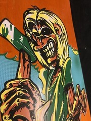 RARE FLOCKED Danny Sargent Iron Maiden New Deal Skateboard Deck Shaped SCREENED