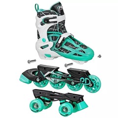 ROLLER DERBY MINT PRODIGY KIDS’ INLINE-QUAD SKATES – WHITE/MINT GREEN S (12-2)