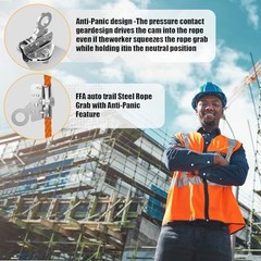Self-Locking Rope Grab Ascender, Alloy Steel, Suitable for Heavy Silver 16-18mm