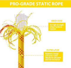 Static Climbing Rope – 12Mm High Strength Arborist Rope 32FT for Outdoor Rappell