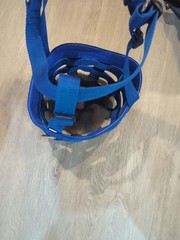 Horse Grazing Muzzle & Anti-Bite Halter, Large Size Blue Nylon