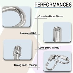 Carabiner Quick link Strap Connector Steel Chain Repair Shackle D Shape