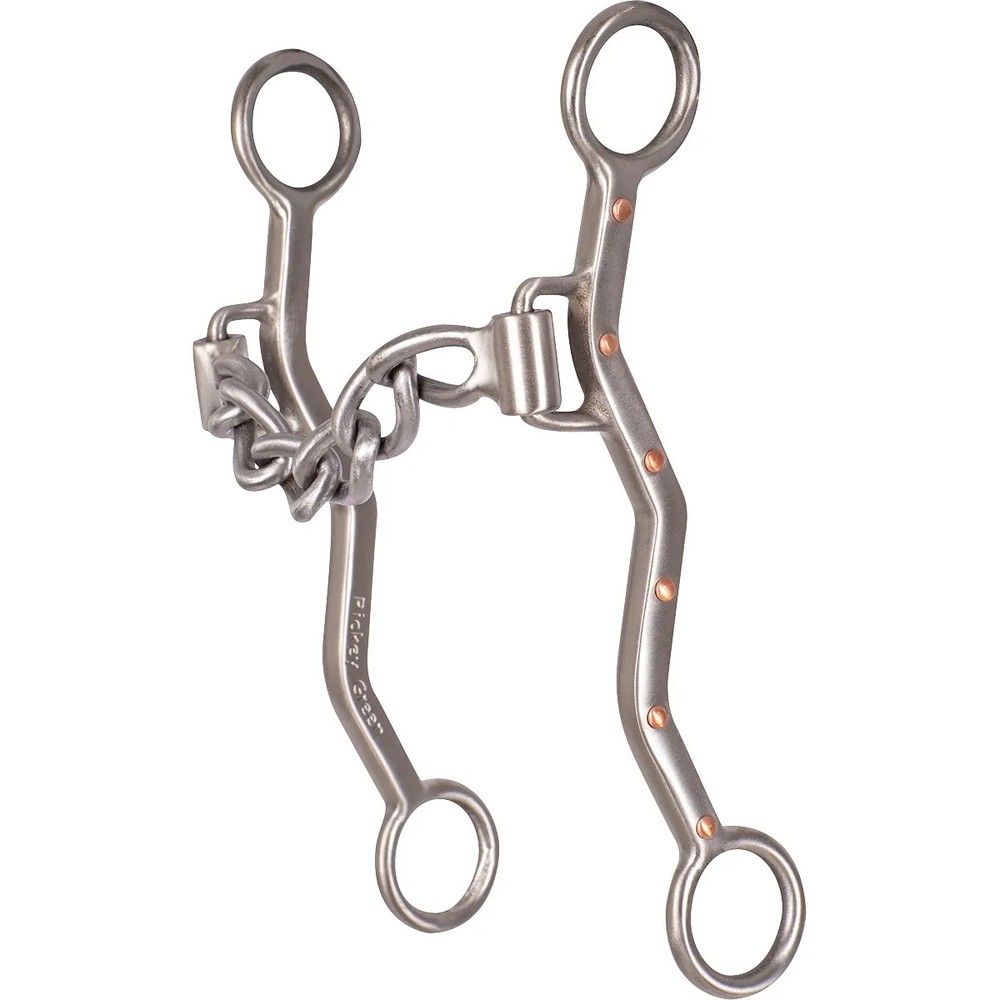 Classic Equine Rickey Green Chain Shank Bit – 5” Mouth, 7” Cheeks – Team Roping