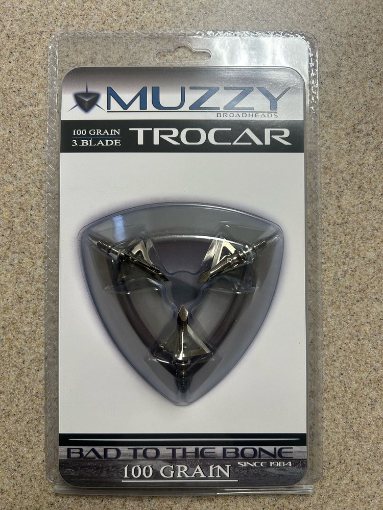 1 pack Muzzy 3 BLADE Trocar 100 Grain Archery Hunting Fixed Broadhead ⋆｡° 🏹 ✩