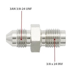 -3 AN AN3 Male Flare to 3/8-24 Male Inverted Thread Pipe – 2 Pack