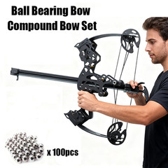 Mini Compound Bow 45lb Shoot Rapid Bow Shooter Steel Ball Launcher Hunt Archery