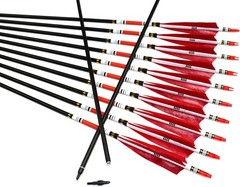 12PCS Red Turkey Feather 31 inches Carbon Arrows Replacement X-Large, red