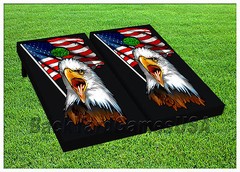 American Flag Bald Eagle CORNHOLE BEANBAG TOSS GAME w Bags Game Boards S 01408