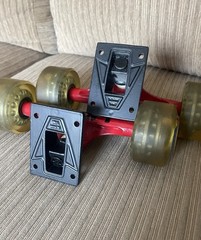 Thunder Team Skateboard Trucks 8” Red w/ Route 65 Wheels And Hardware VERY CLEAN