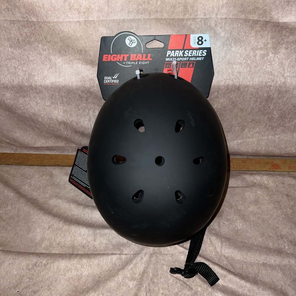 Triple Eight Skateboard Bike Youth 8+ Helmet (Black) Eight Ball (20.5-22”) NB1
