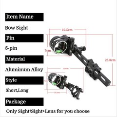 Compound Bow Sight 5 Pin 0.019″ Micro Fiber 4X 6X 8X Lens Archery Hunting RH LH