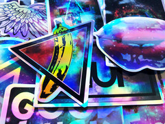 20 Metallic Holographic Shine Reflective Stickers Skateboard Pop Art Decals #CU3
