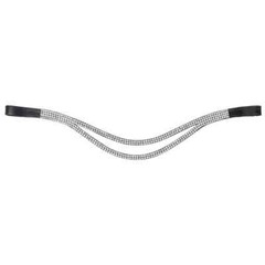 Designer Leather Clear Crystal 4 Row Silver Browband For Horse.