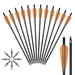 12PCS Archery Hunting 20 Inch Crossbow Bolts Carbon Arrows OD8.8mm Crossbow