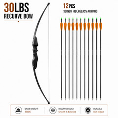 Bow and Arrows Set Archery Takedown Recurve Bow Adult Beginner Target Practice