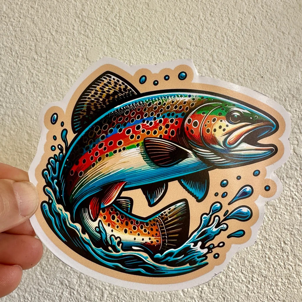 Rainbow Trout Sticker Fly fishing Brown Brook Trout Fishing Decal tackle box