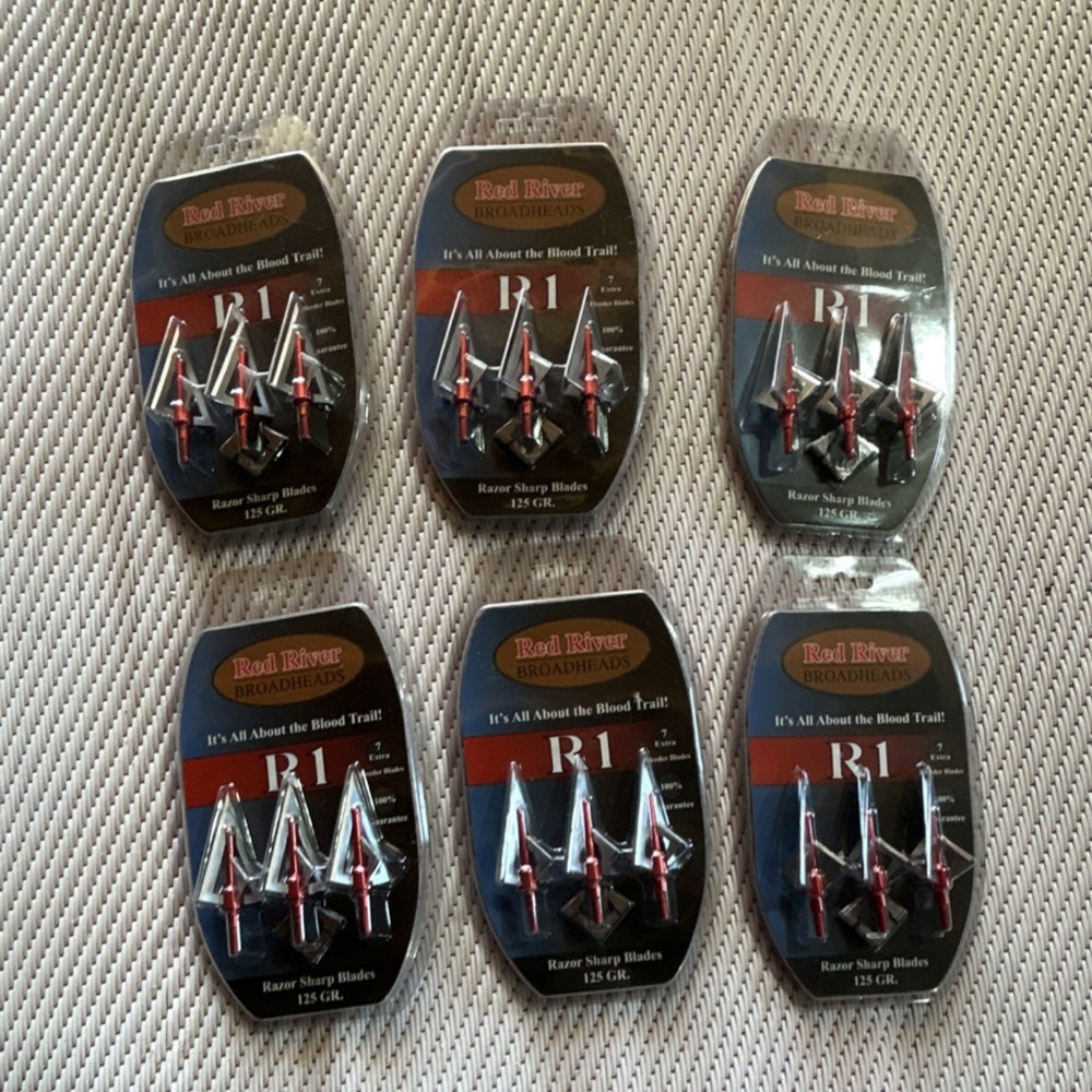 Red River R1 Broadhead 125 Grain Razor Sharp Blades Silver Red Arrowhead 6pk