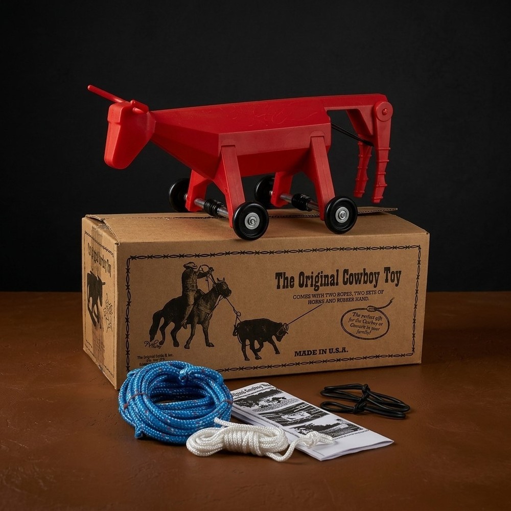 BONUS: RED ROLLY w/ Blue Blazer Fatboy Ropes, Heel Bands, Original Cowboy Toy