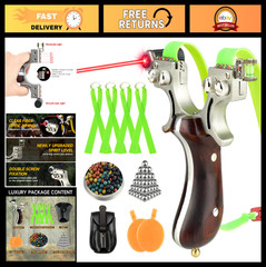 High-Precision Stainless Steel Slingshot Set, Flat Leather, Hunting Accessory