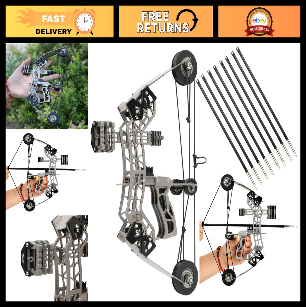 10.2″ Compound Bow Set with 4/8 Arrows, Target Paper – Stainless Steel Archery K