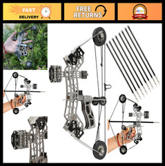 10.2″ Compound Bow Set with 4/8 Arrows, Target Paper – Stainless Steel Archery K