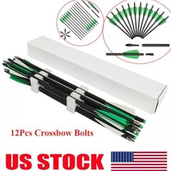 12PCS 20 Inch Hunting Carbon Crossbow Bolts 4″ Vanes Archery Crossbow Arrows