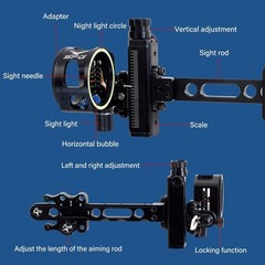 Archery Compound Bow Sights – 1 pin or 5 pins Bow Sight with 8X Scope Lens Right