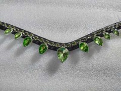 Premium Leather Horse Bridle Green Clear Crystal Brow-Band All Sizes.