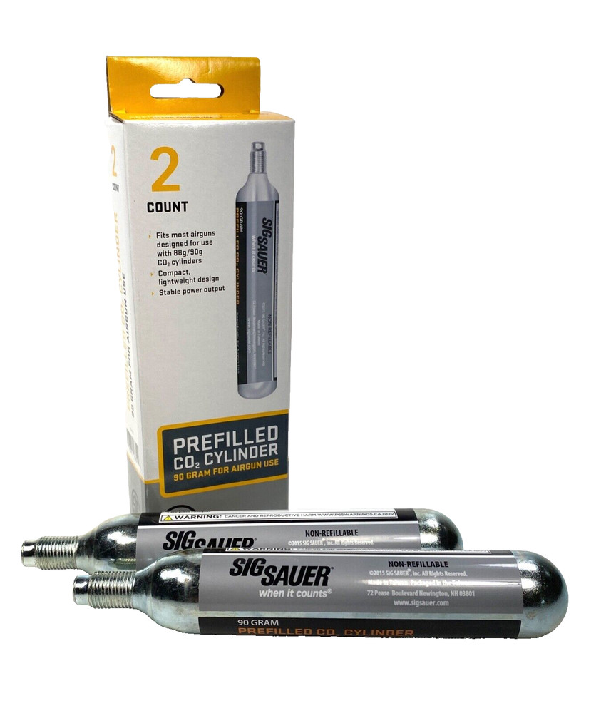 SIG SAUER AIRGUNS 90 Gram CO2 Cylinders (AC-90-2) PACK OF TWO (2)