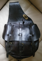 WWI UNITED STATES CALVALRY LEATHER SADDLE BAGS EXTRAORDINARY CONDITION BY LONG