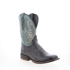 Tony Lama Rosso 11″ Smooth Ostrich Square Toe Mens Black Wide Western Boots