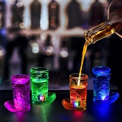 Cowboy Boot Shot Glass Set of Light Up Plastic Shot Glasses 1.5 oz Flashing